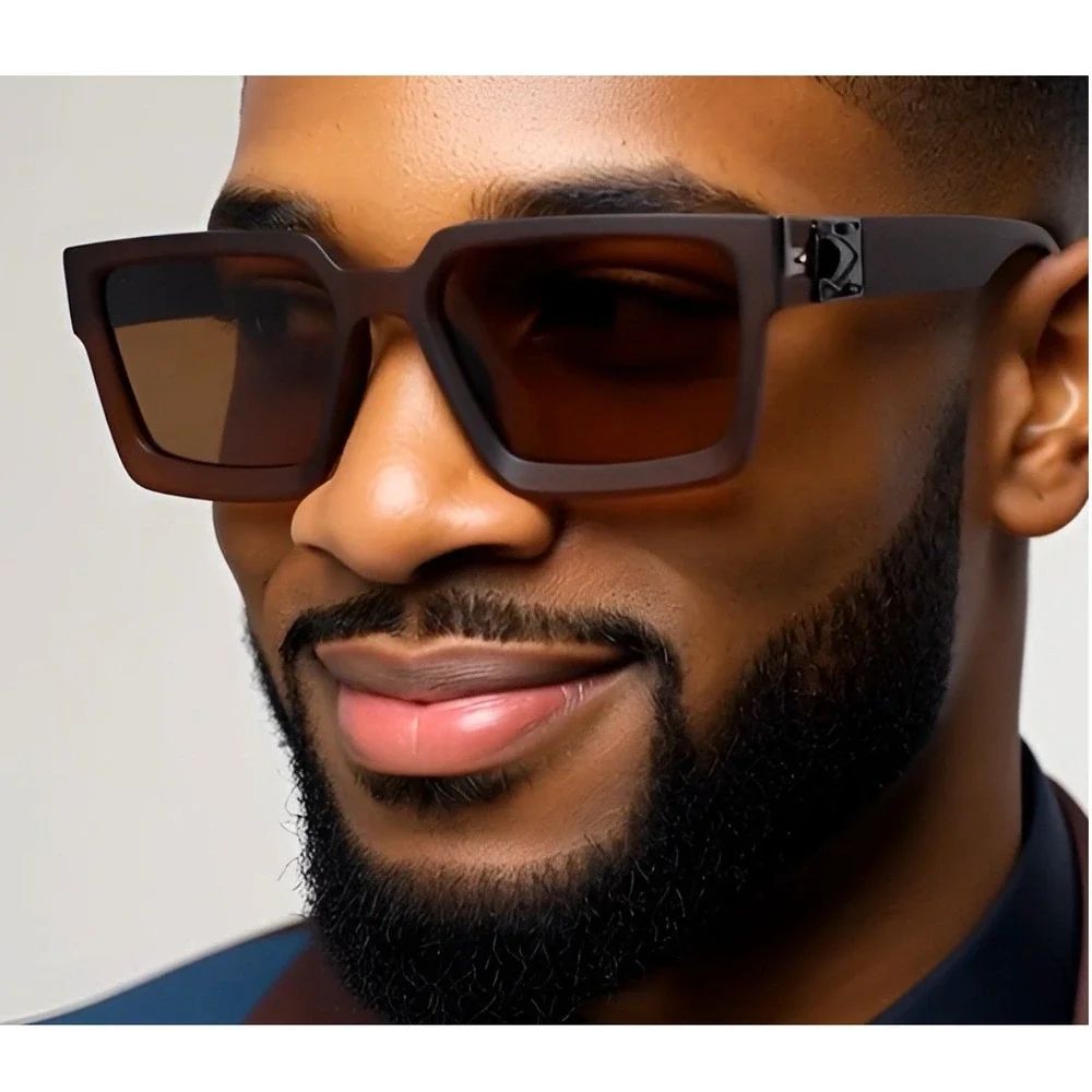 Men's Oversized Square Sunglasses‎ Brown Tinted Lenses Bold Frame Style Lentes